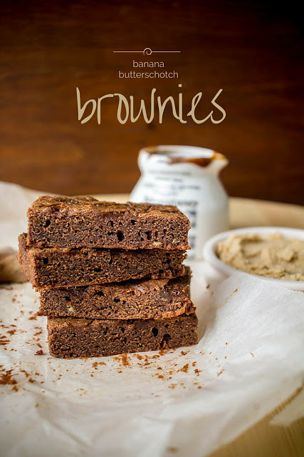 Brownies με μπανάνα και καραμέλα