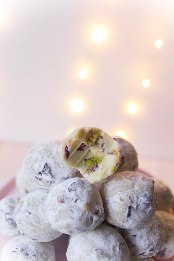 white chocolate cranberry pistachio truffles 6