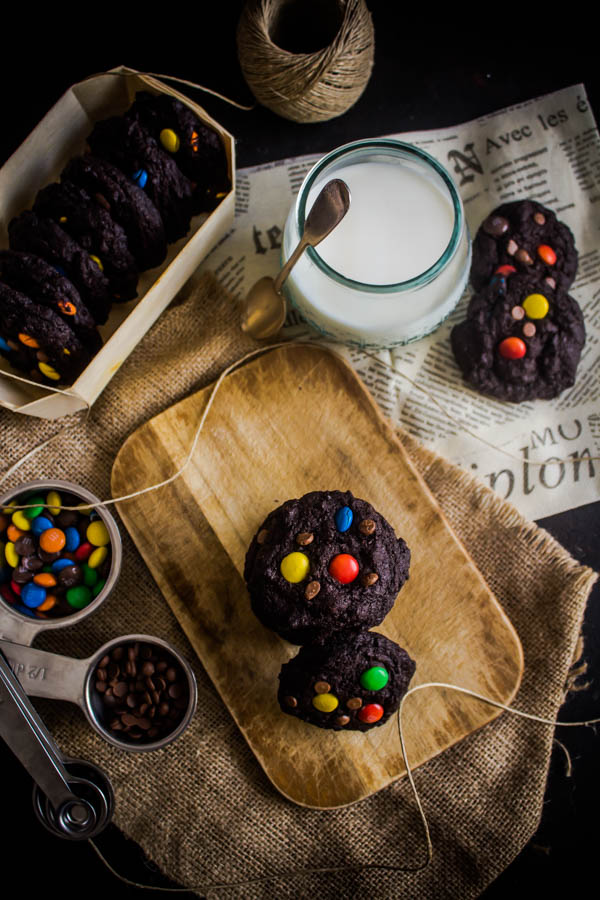 chocolate m&m cookies 4